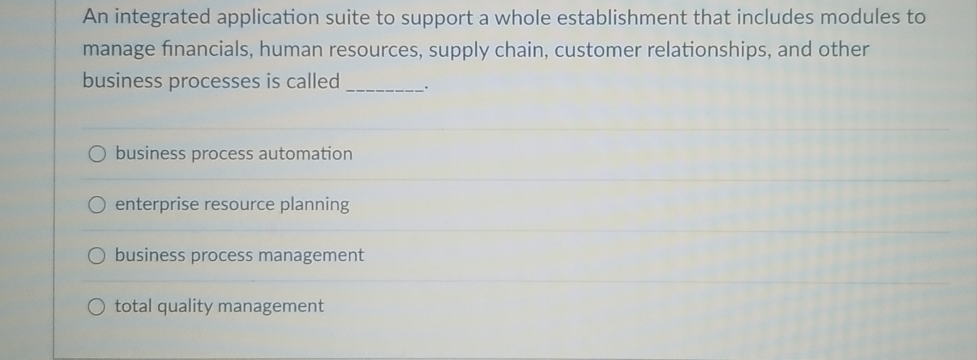  An integrated application suite to support a whole establishment that includes