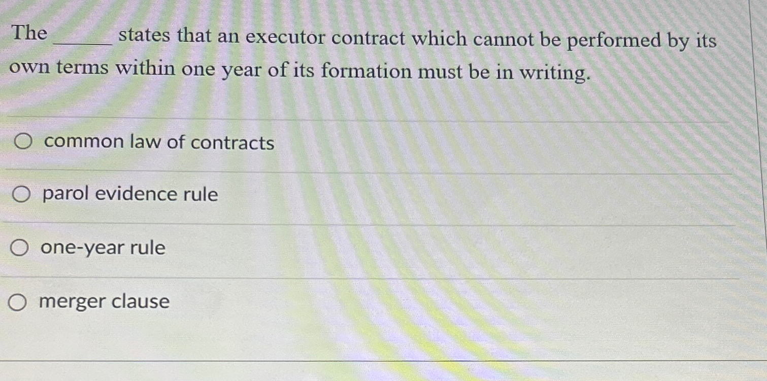  The states that an executor contract which cannot be performed by