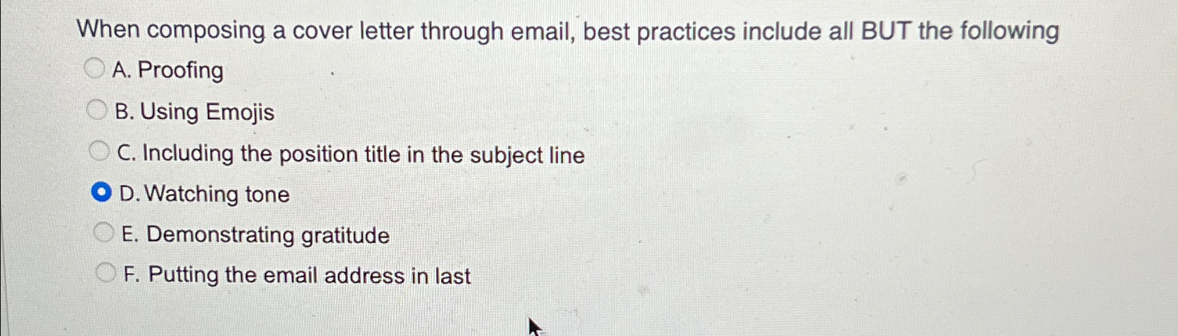  When composing a cover letter through email, best practices include all