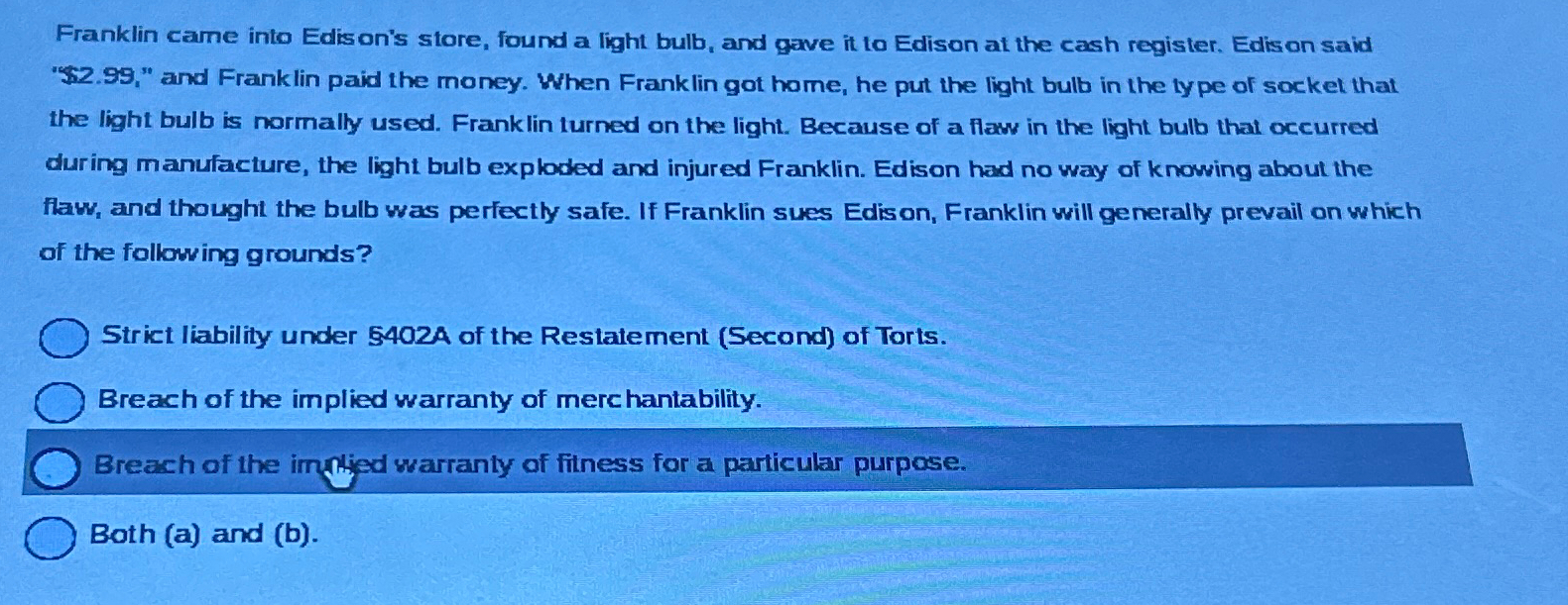  Franklin came into Edison's store, found a light bulb, and gave