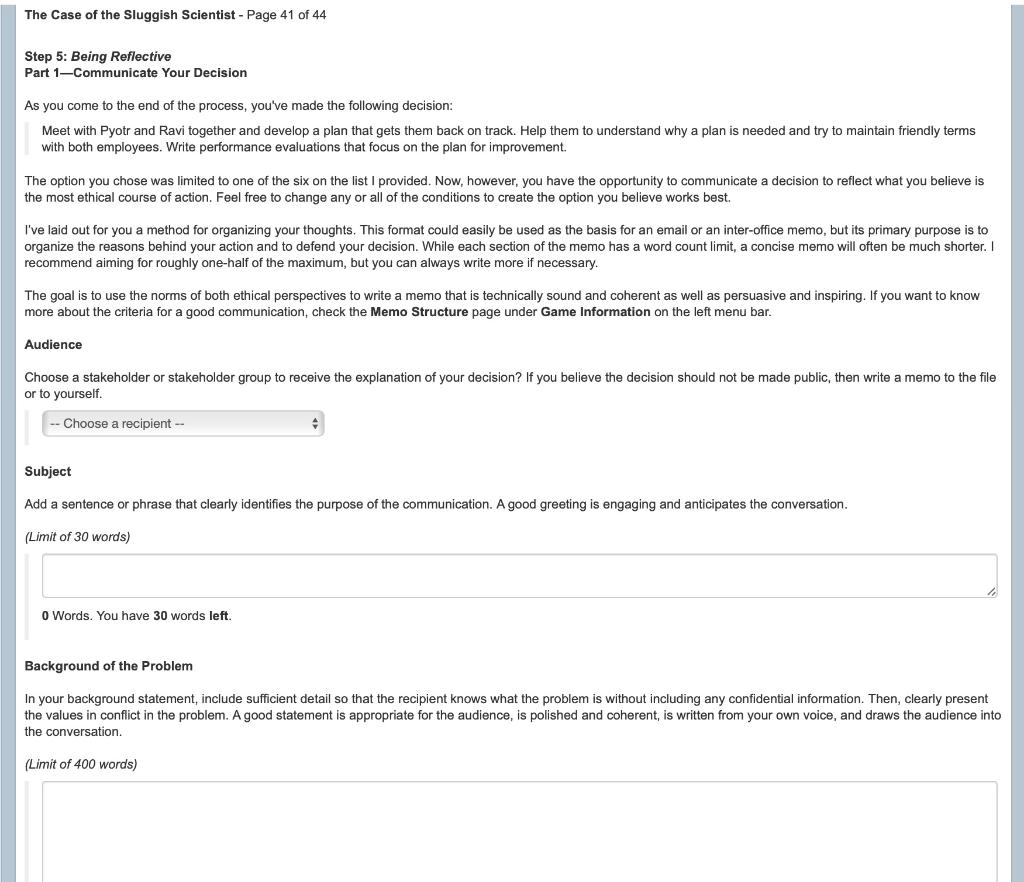  Step 5: Being Reflective Part 1-Communicate Your Decision As you come