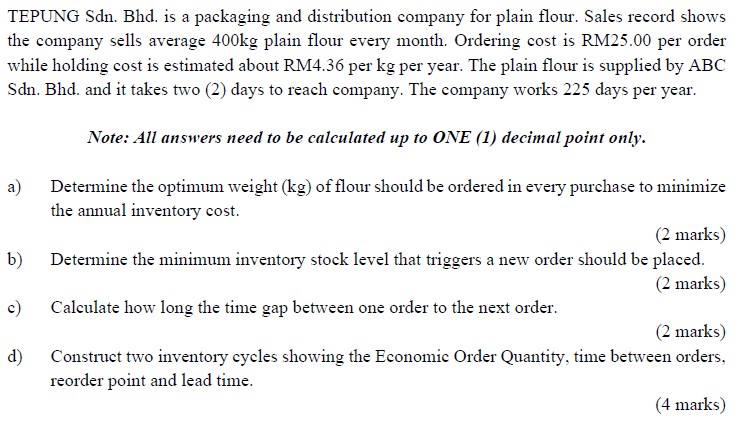  TEPUNG Sdn. Bhd. is a packaging and distribution company for plain