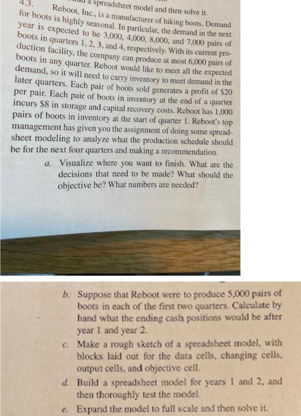  4.3. Reboot, In spreadsheet model and then solve it. for boots