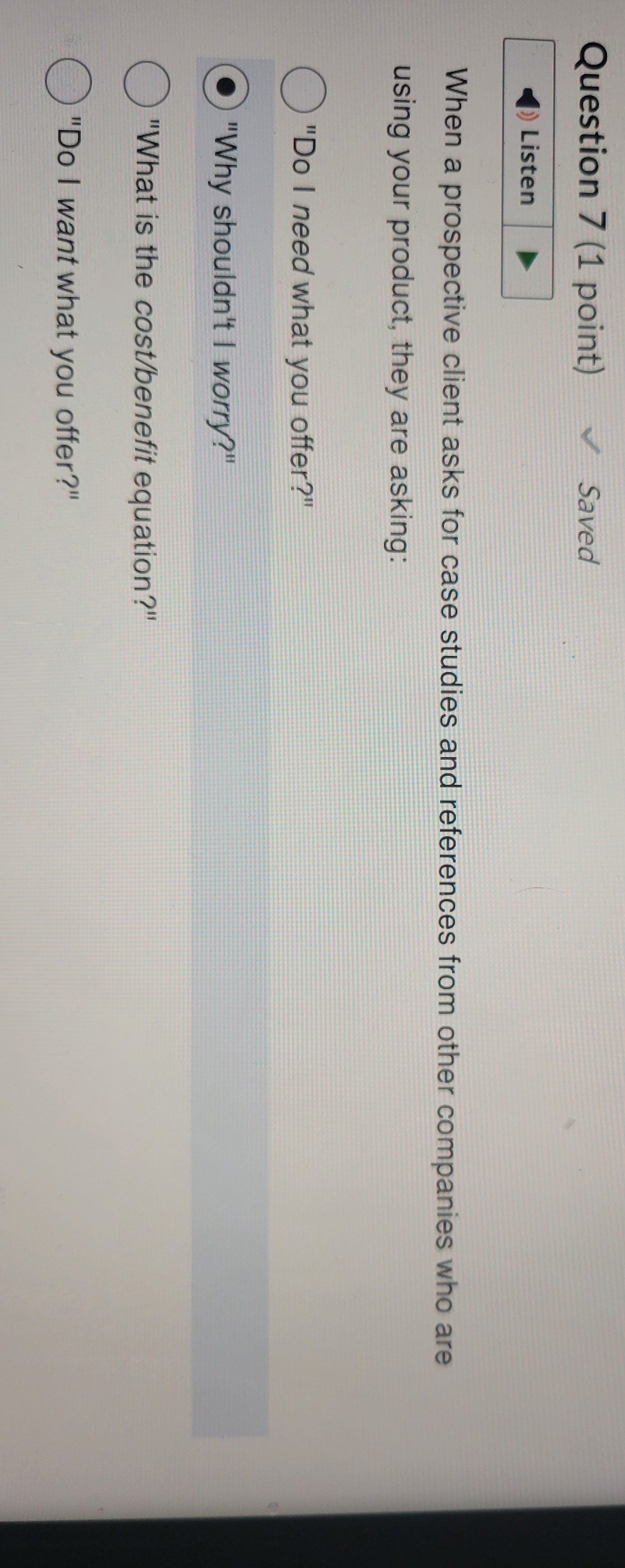  When a prospective client asks for case studies and references from