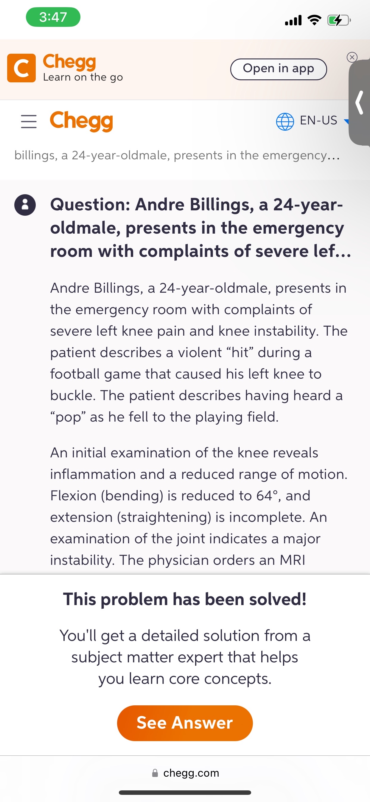  Chegg Learn on the go Open in app -= Chegg EN-US