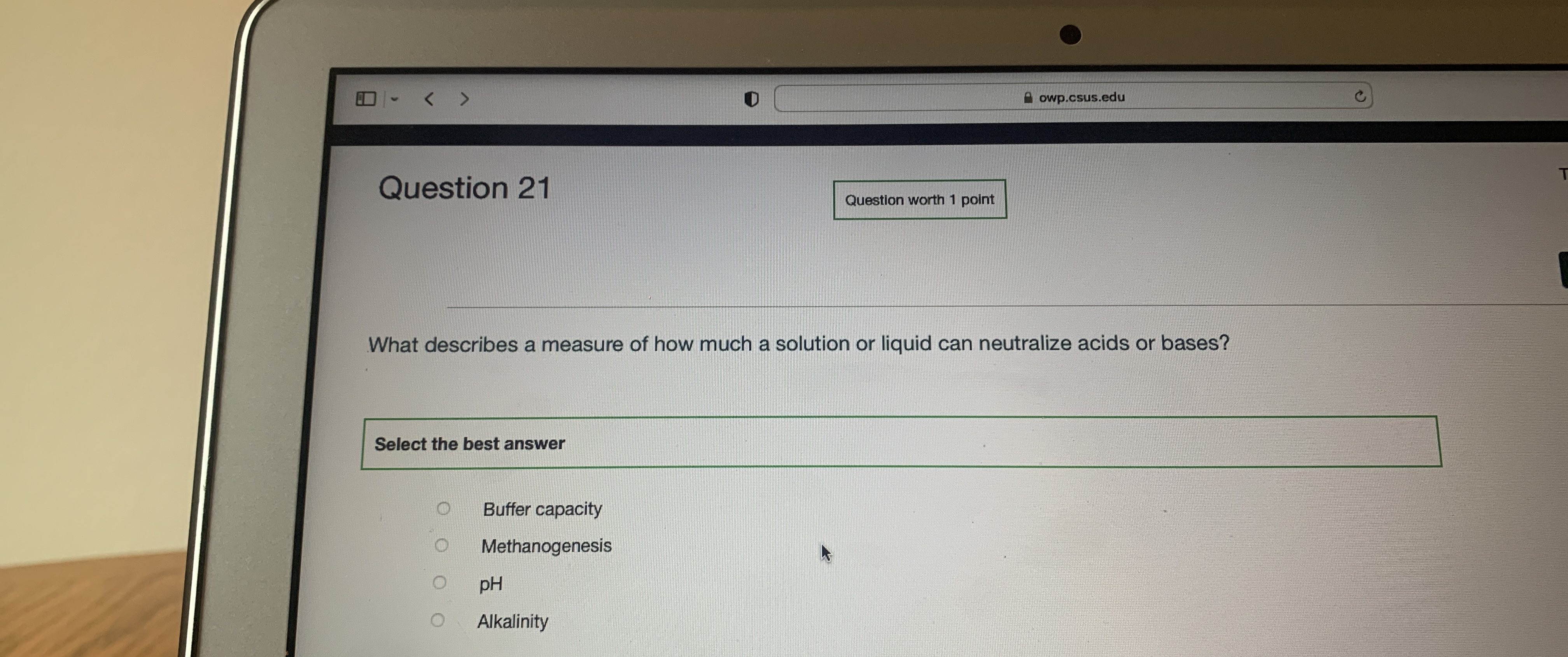 Question 21 Question worth 1 point What describes a measure of