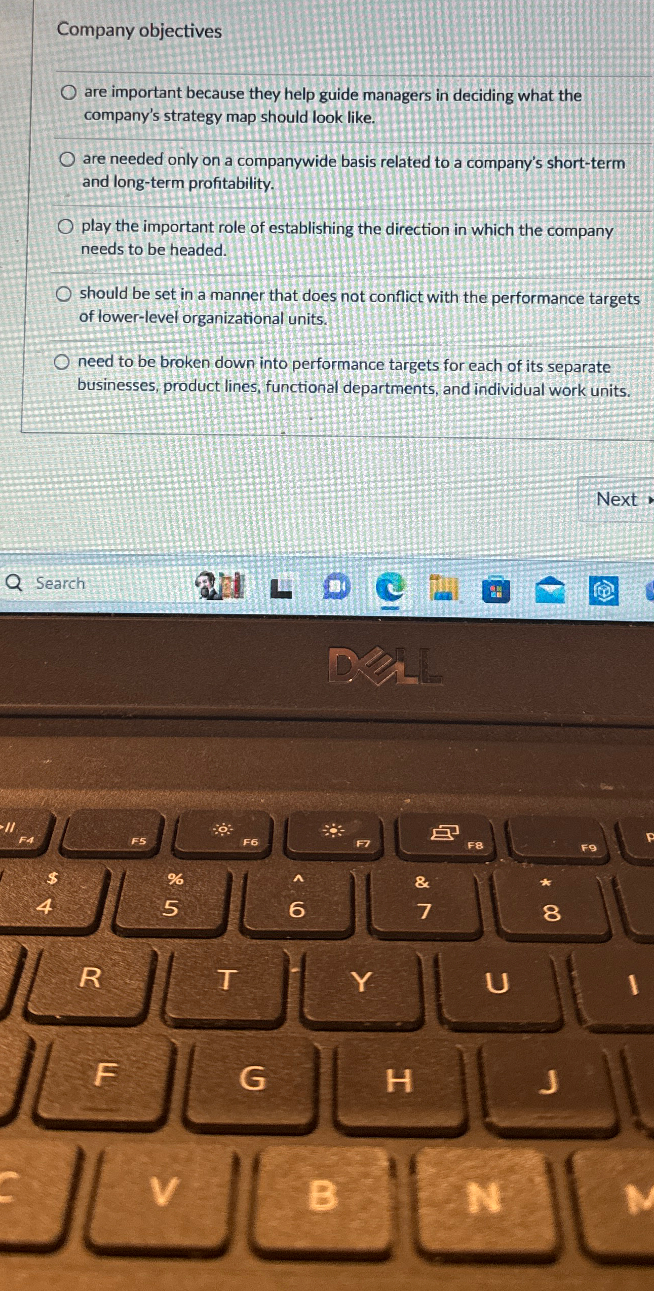  Company objectives are important because they help guide managers in deciding