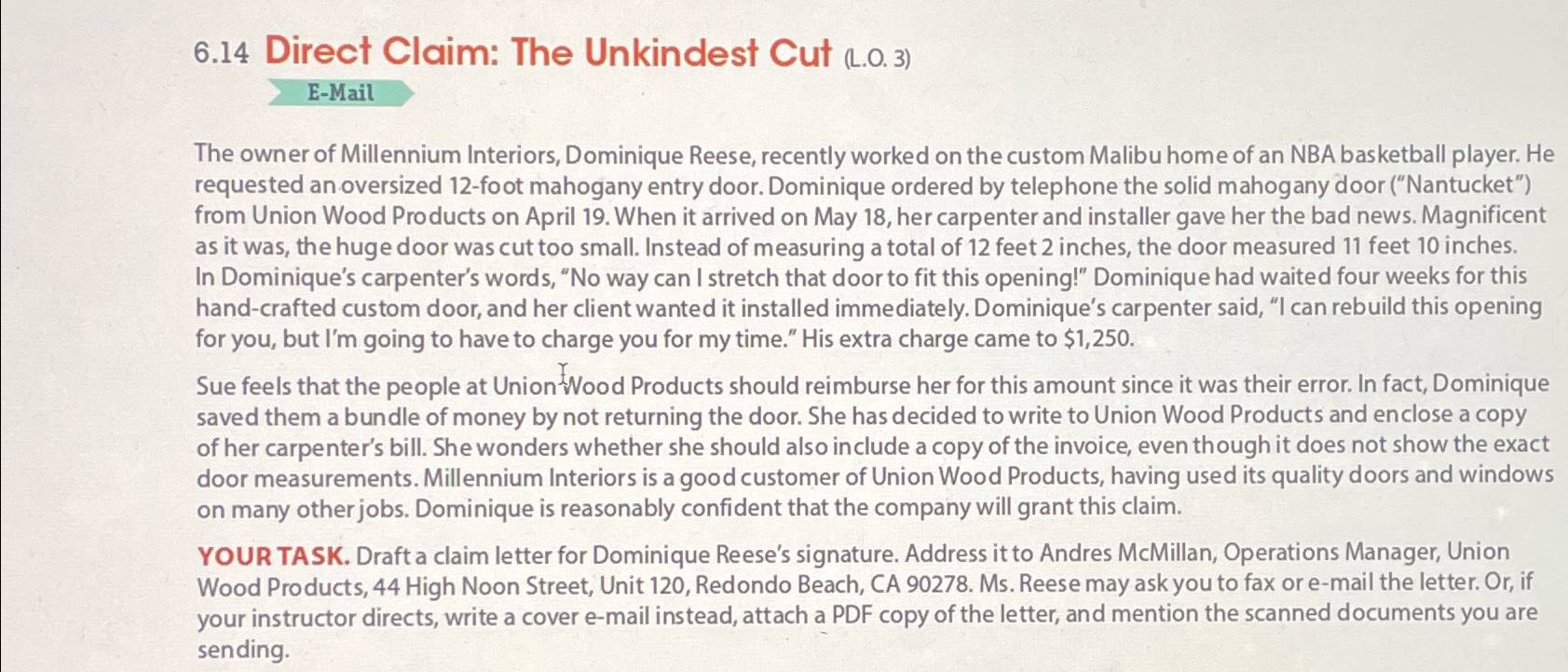  6.14 Direct Claim: The Unkindest Cut (L.0.3) E-Mail The owner of