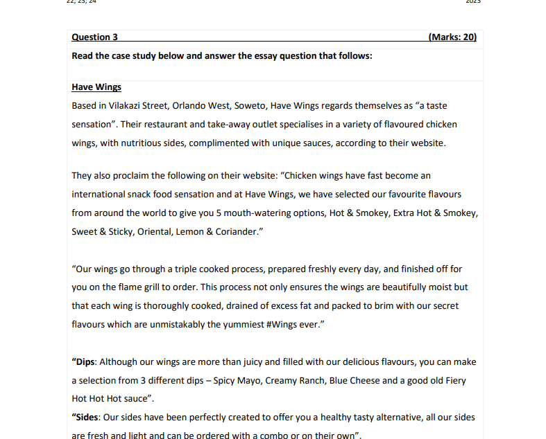  Read the case study below and answer the essay question that