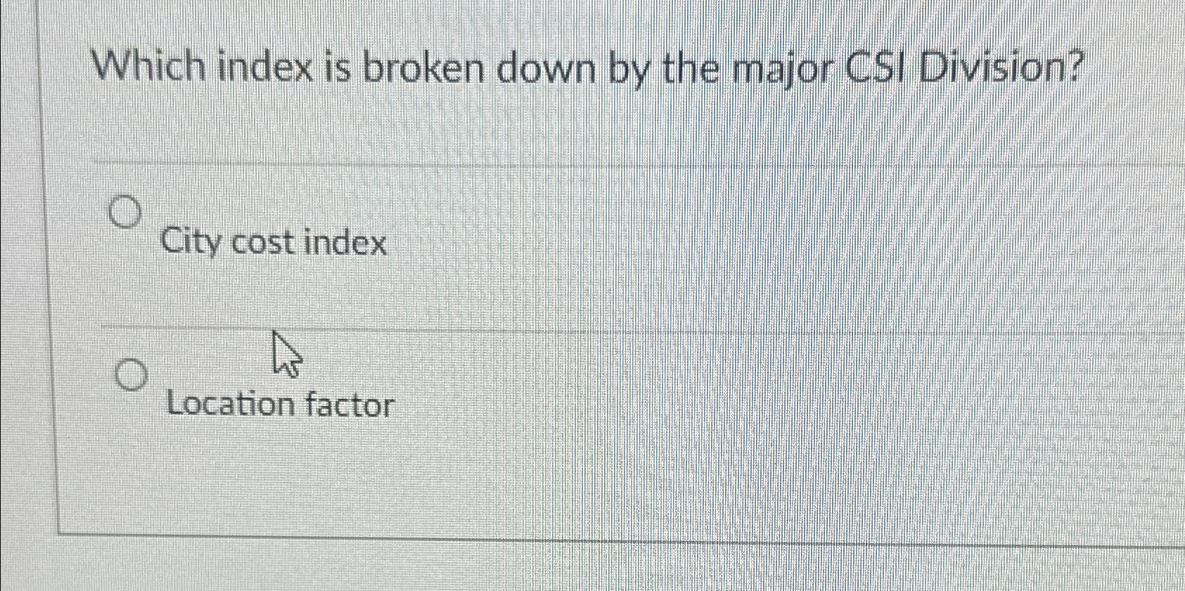  Which index is broken down by the major CSI Division? City