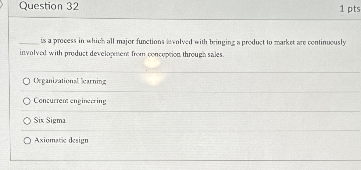  Question 32 is a process in which all major functions involved