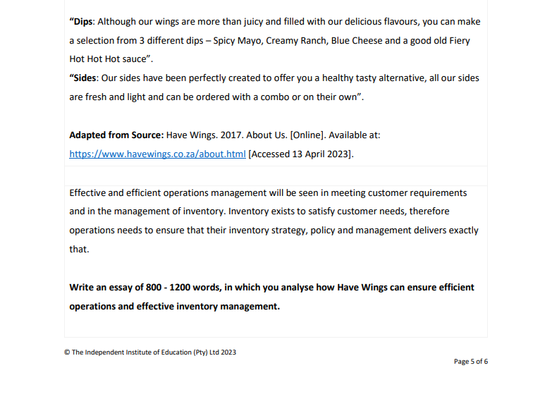 follows: Have Wings Based in Vilakazi Street, Orlando West, Soweto, Have Wings