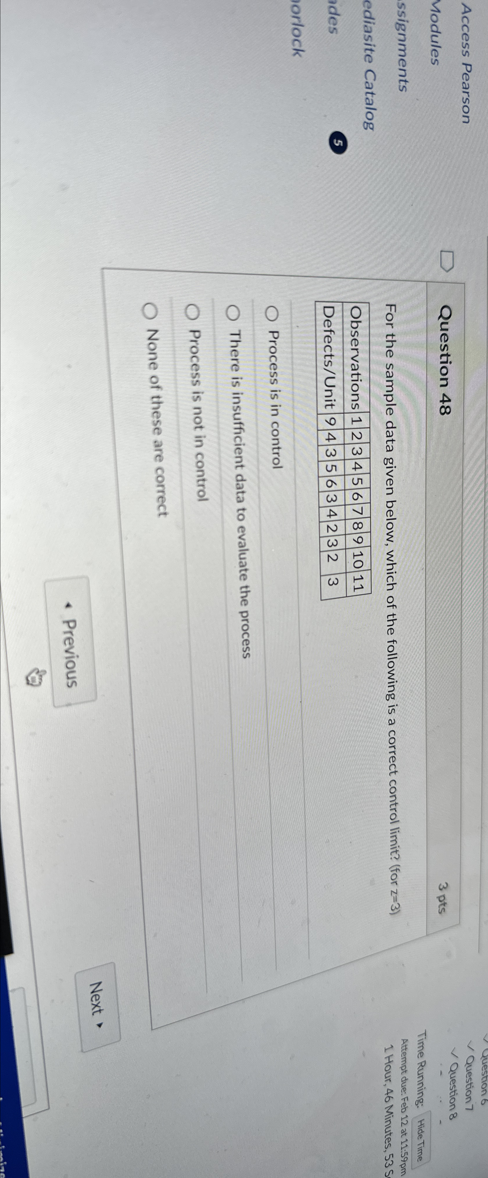  Access Pearson Modules ssignments ediasite Catalog ades 5 orlock Question 48