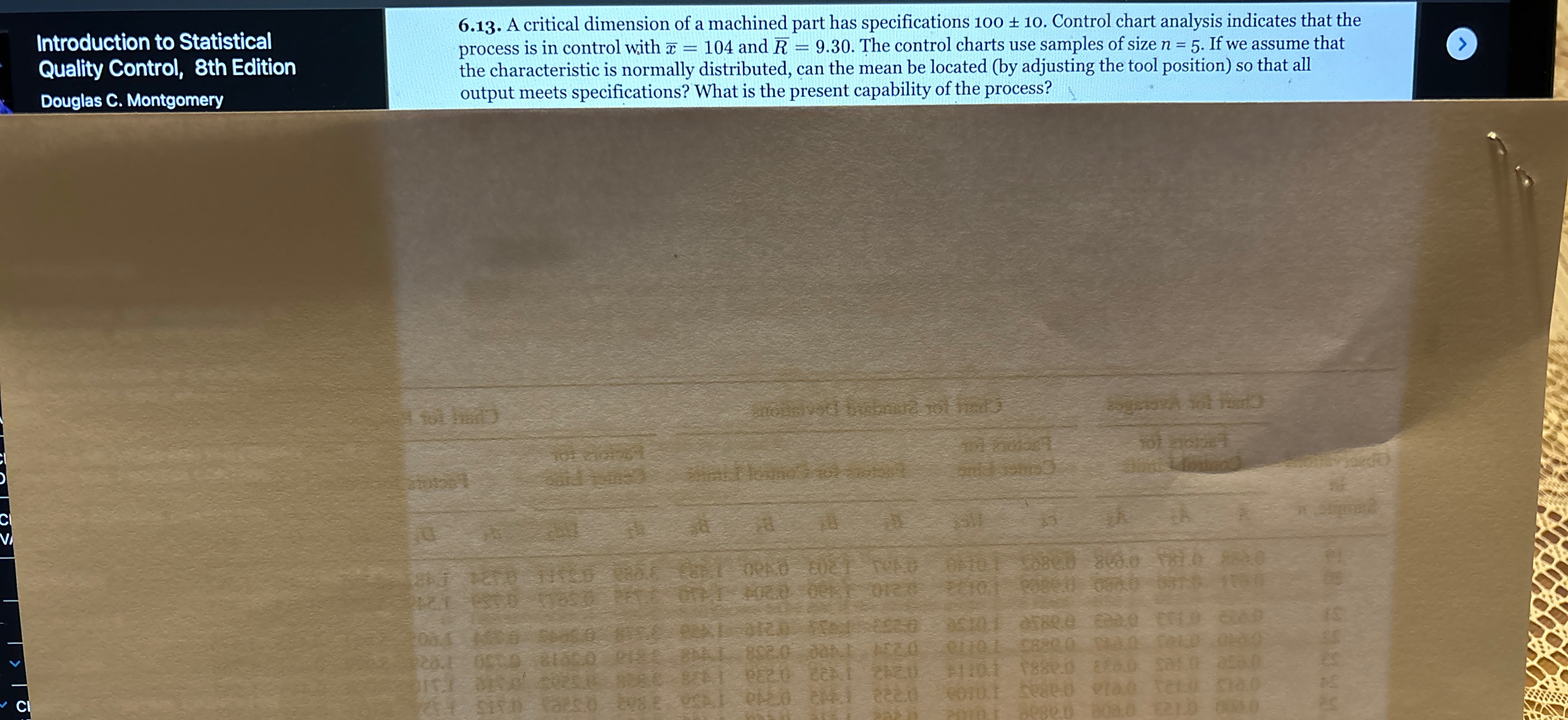  Introduction to Statistical Quality Control, 8th Edition Douglas C. Montgomery 6.13.