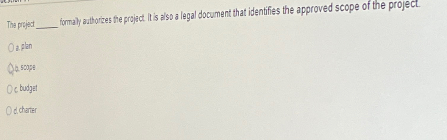  The project formally authorizes the project. It is also a legal