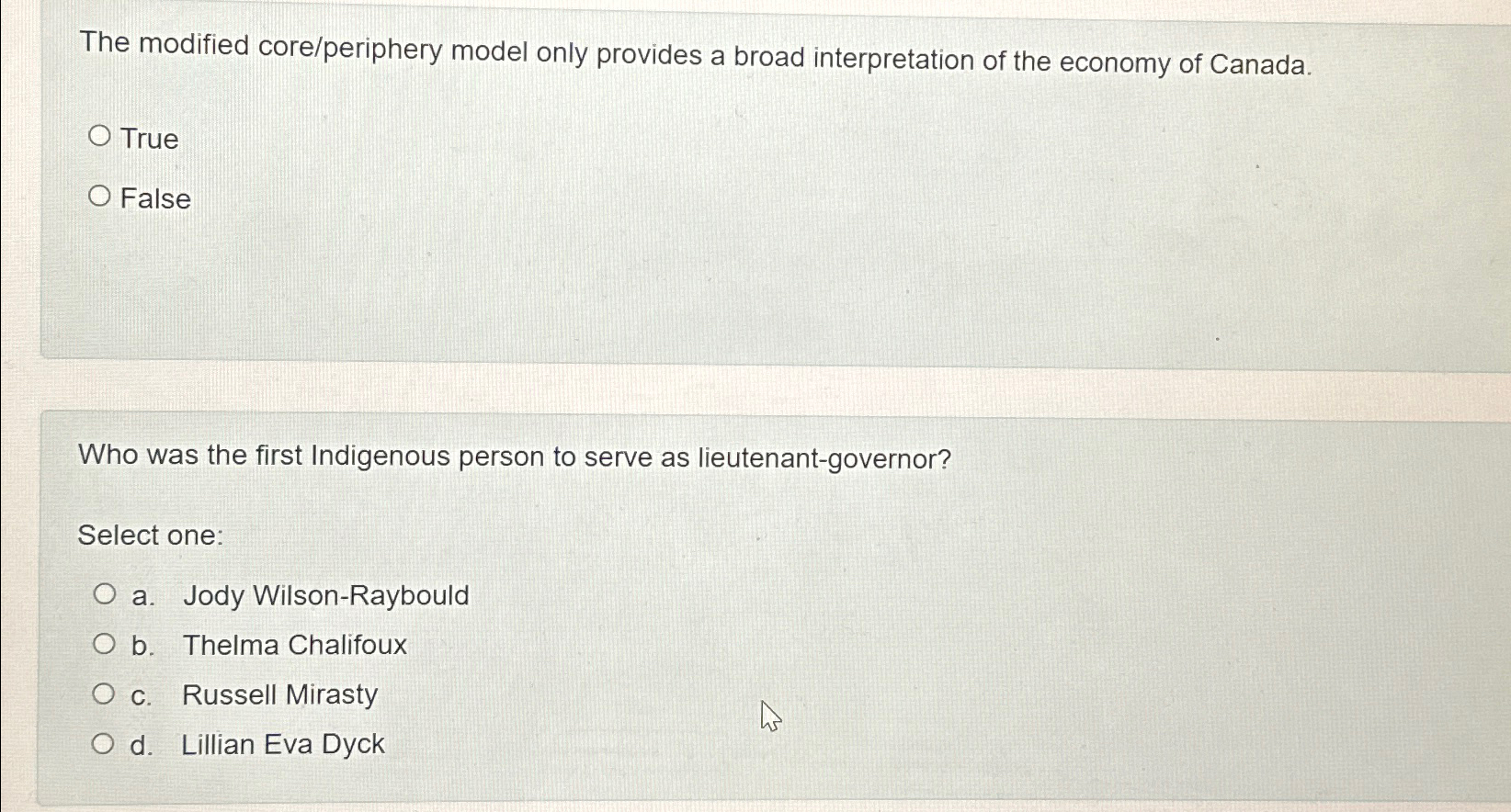  The modified core/periphery model only provides a broad interpretation of the
