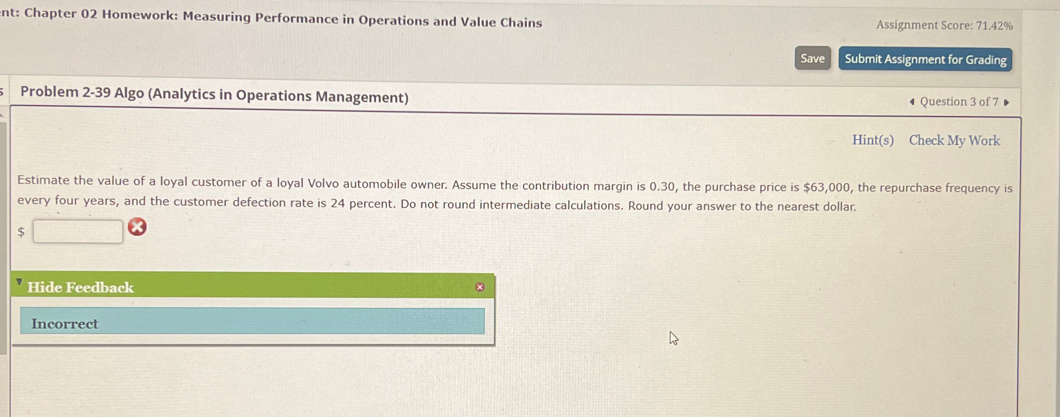 Chapter 02 Homework: Measuring Performance in Operations and Value Chains Assignment