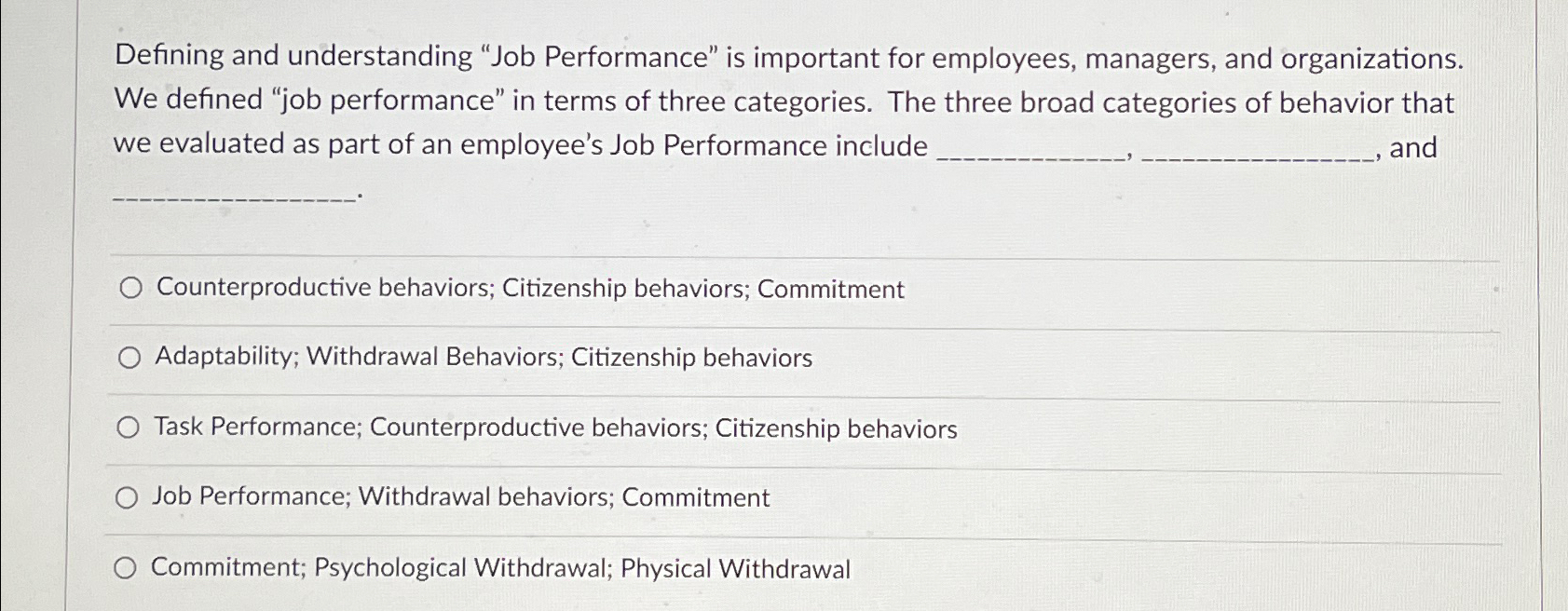  Defining and understanding "Job Performance" is important for employees, managers, and