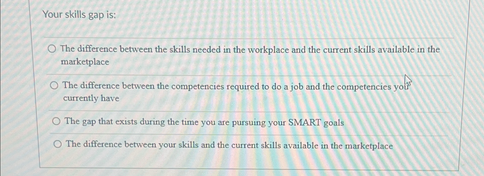  Your skills gap is: The difference between the skills needed in