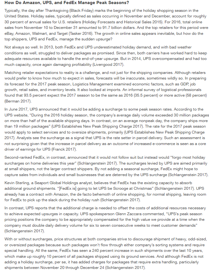  Please cite 2 online sources How Do Amazon, UPS, and FedEx