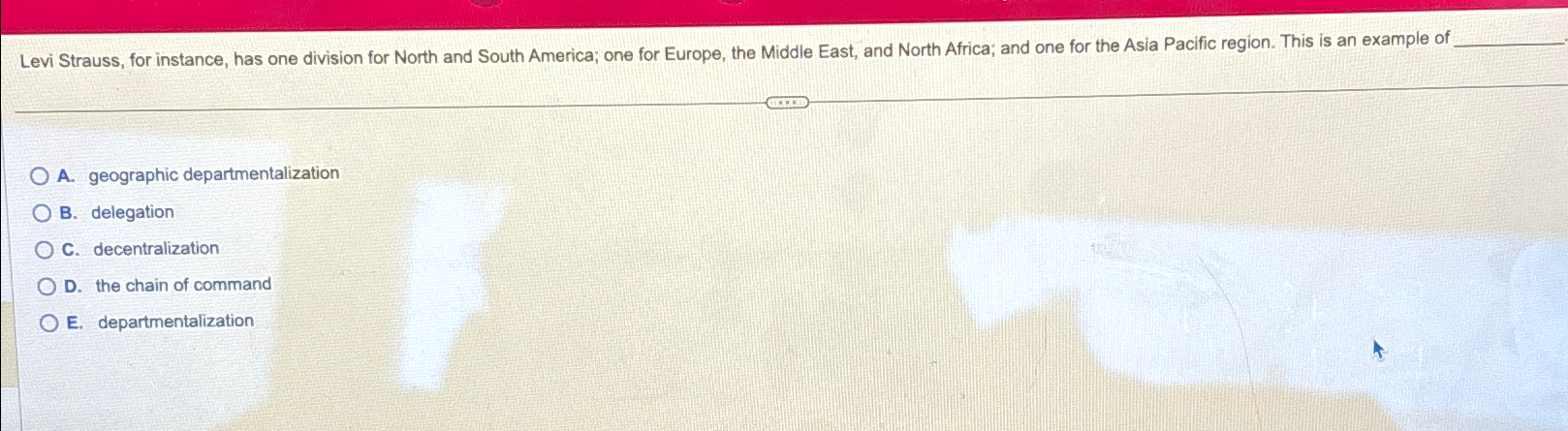  Levi Strauss, for instance, has one division for North and South