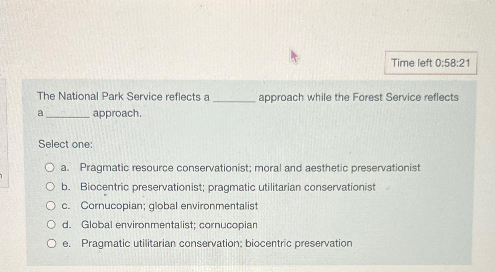  Time left 0:58:21 The National Park Service reflects a approach while