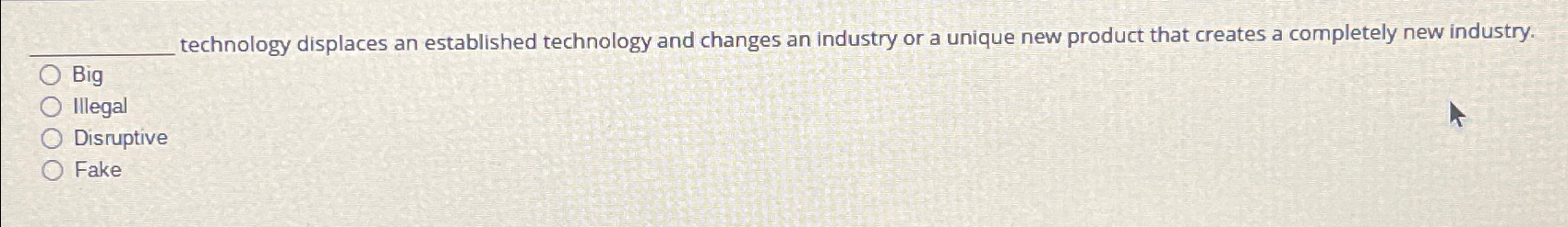  technology displaces an established technology and changes an industry or a