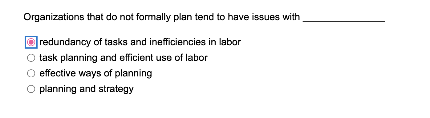 Organizations that do not formally plan tend to have issues with