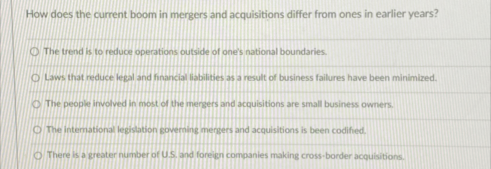  How does the current boom in mergers and acquisitions differ from