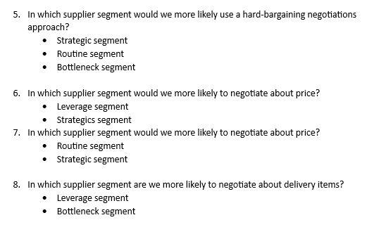  5. In which supplier segment would we more likely use a