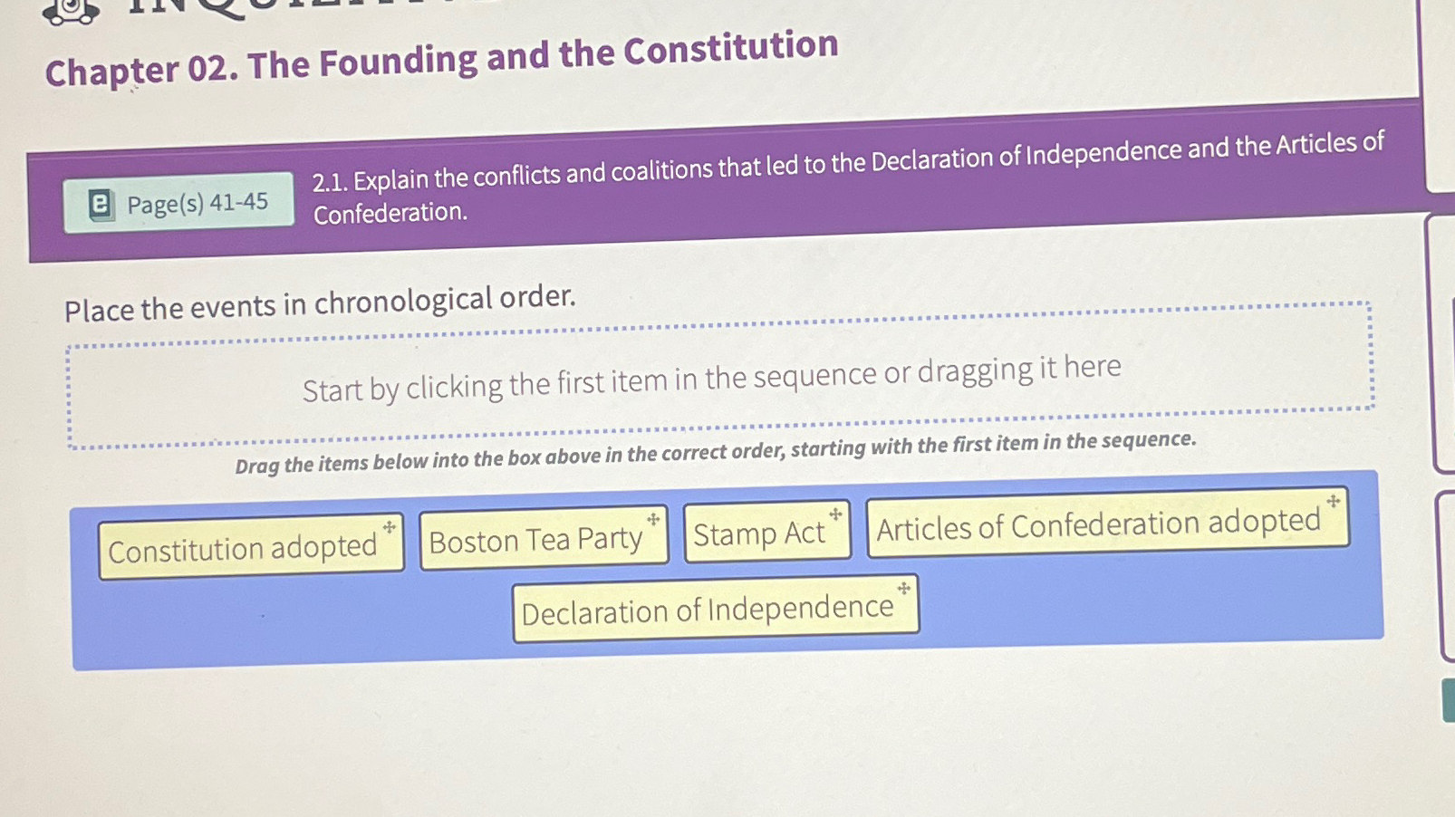  Chapter 02. The Founding and the Constitution 2.1. Explain the conflicts