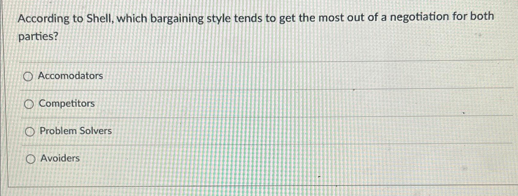  According to Shell, which bargaining style tends to get the most