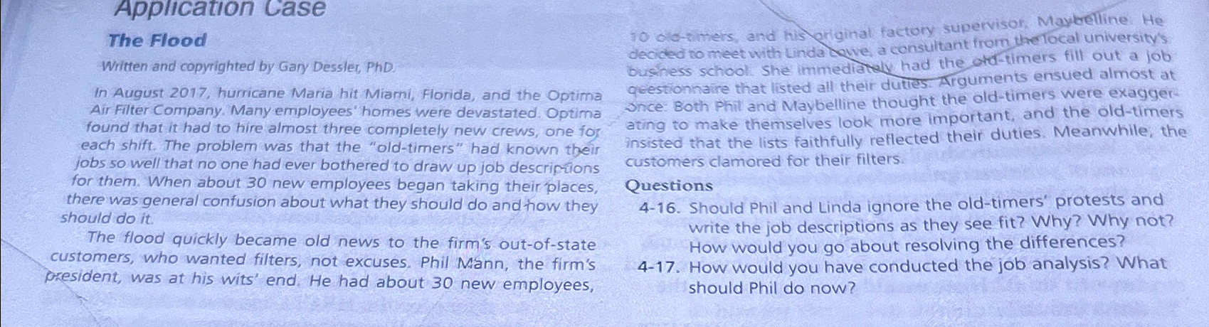  Application Case The Flood Written and copyrighted by Gary Dessler, PhD.
