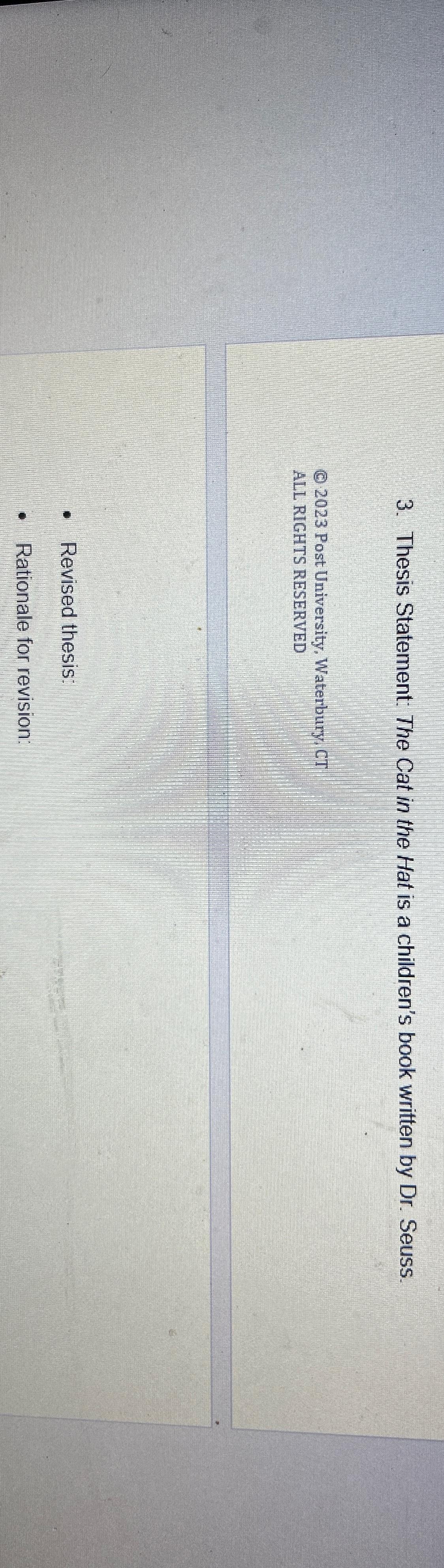  Thesis Statement: The Cat in the Hat is a children's book