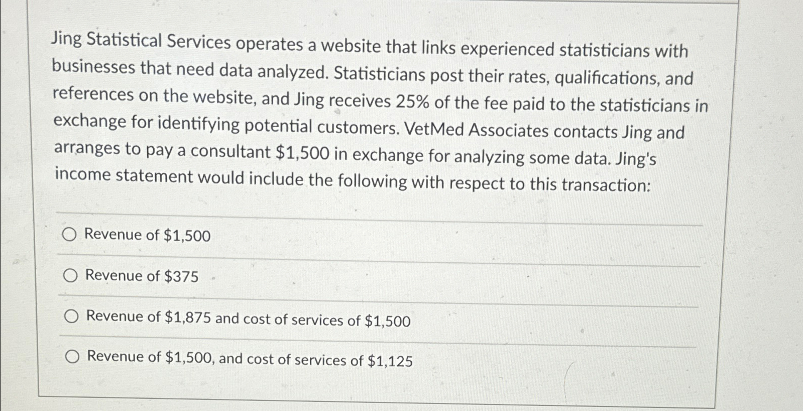  Jing Statistical Services operates a website that links experienced statisticians with