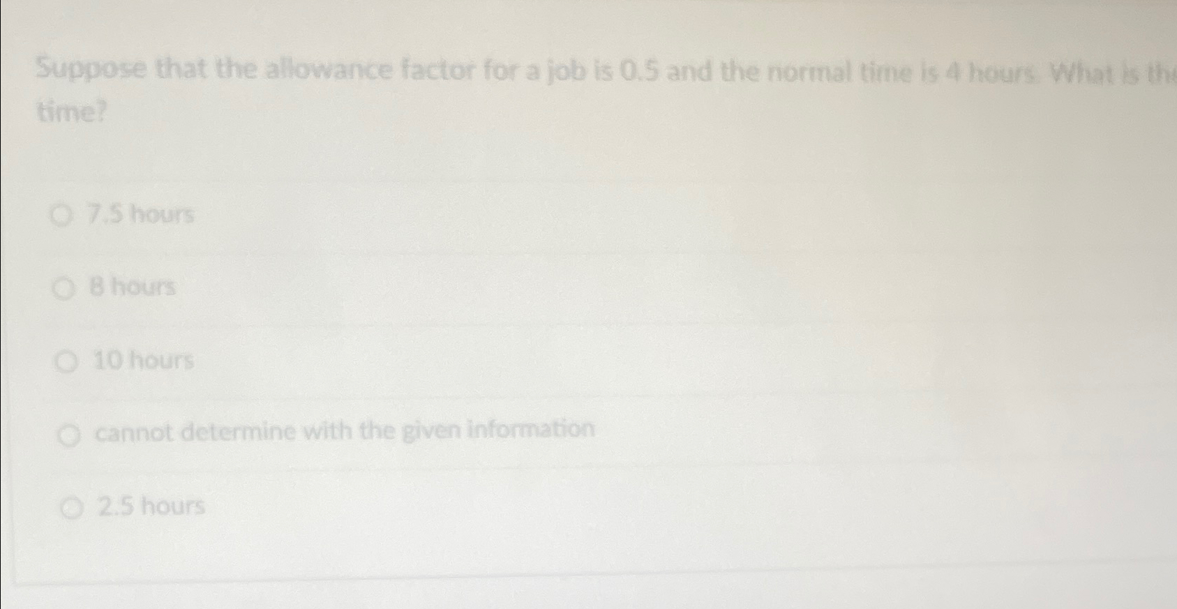  Suppose that the allowance factor for a job is 0.5 and