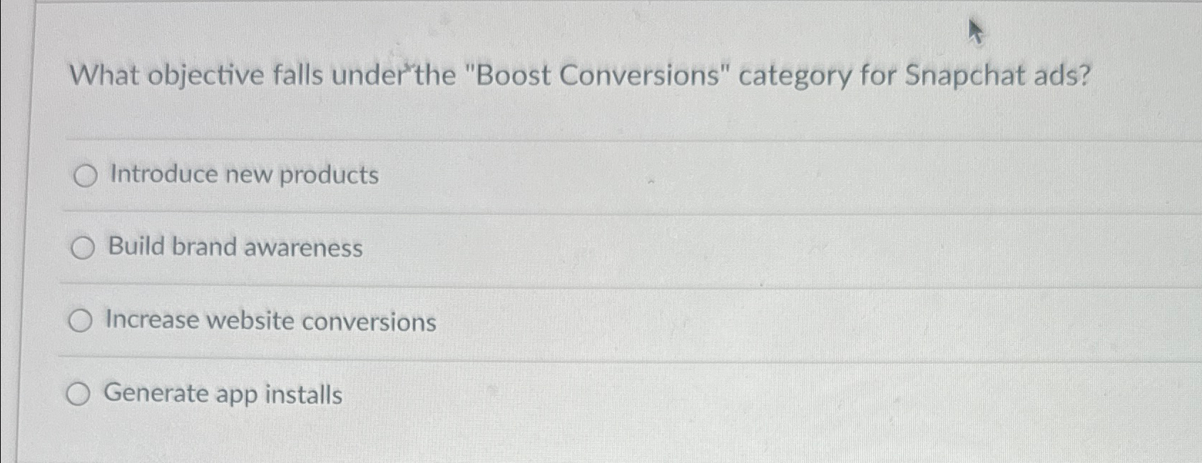  What objective falls under the "Boost Conversions" category for Snapchat ads?