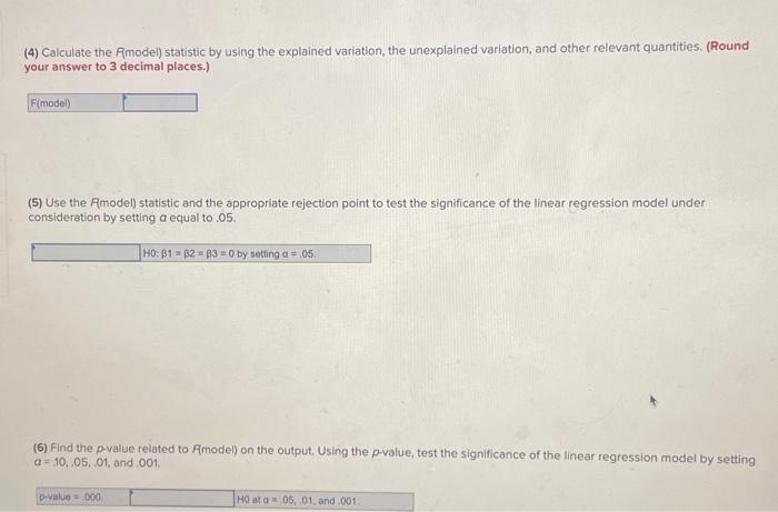 explained variation as shown on the output. (Round your answers to 4