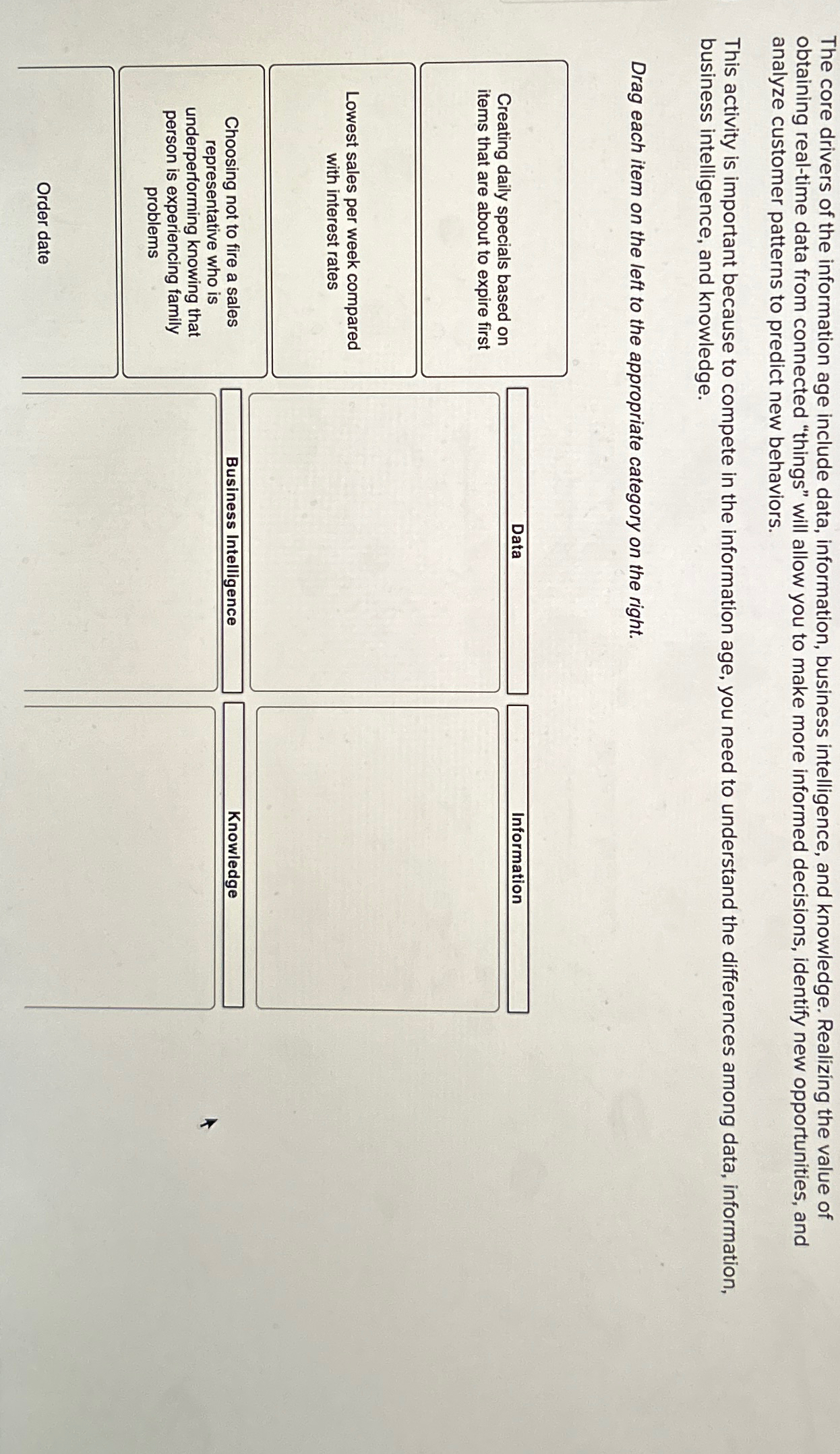  The core drivers of the information age include data, information, business
