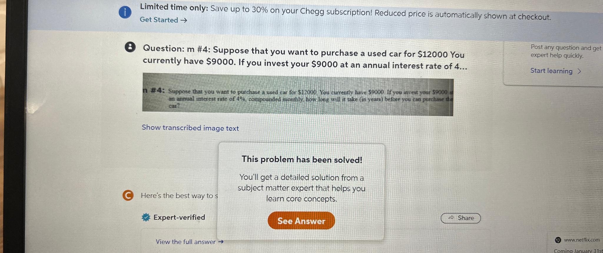  Limited time only: Save up to 30% on your Chegg subscription!