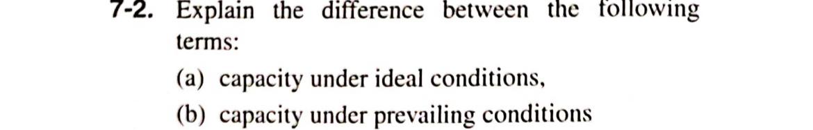  7-2. Explain the difference between the following terms: (a) capacity under