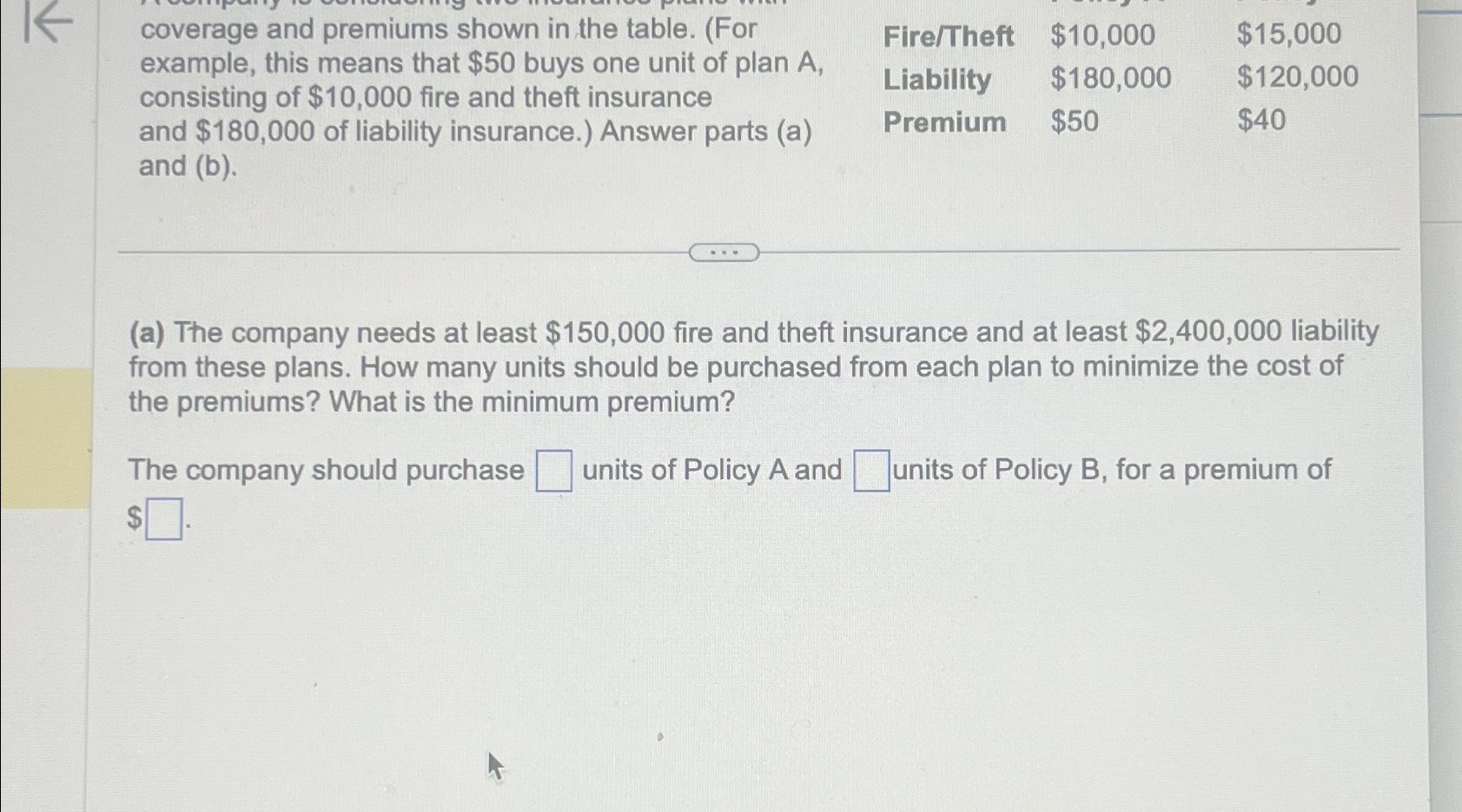  coverage and premiums shown in the table. (For example, this means