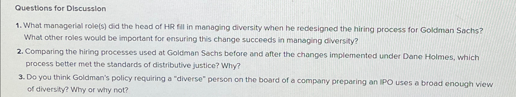  Questlons for Discussion What managerial role(s) did the head of HR