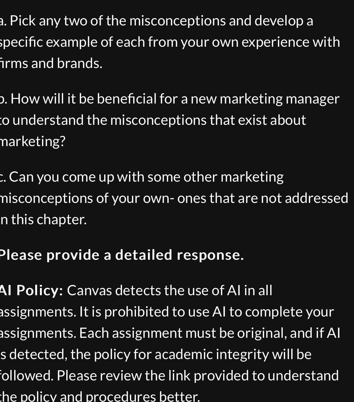  Pick any two of the misconceptions and develop a specific example