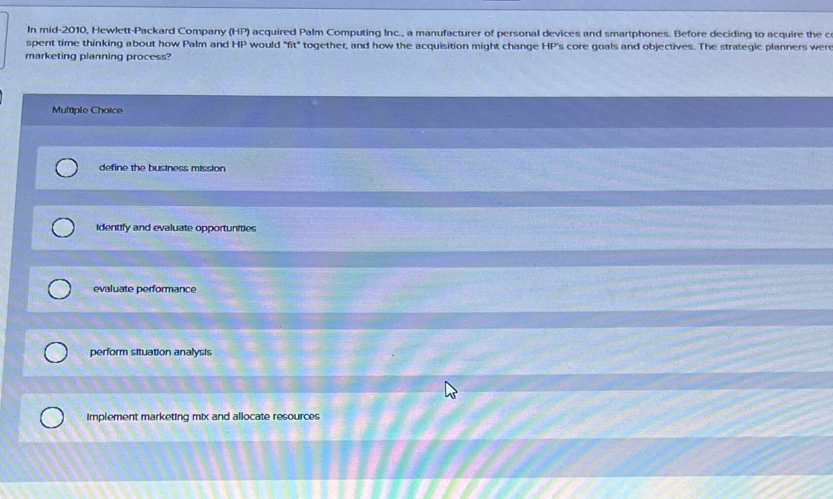  In mid-2010. Hewlett-Packard Company (HP) acquired Palm Computing Inc, a manufacturer