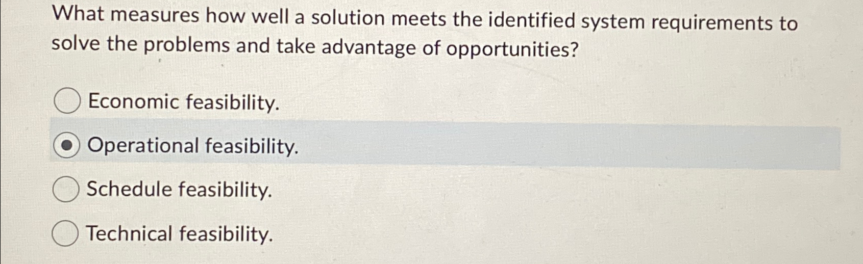  What measures how well a solution meets the identified system requirements