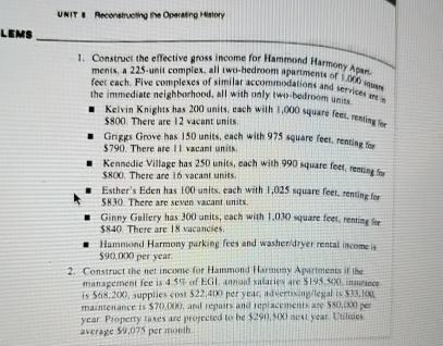  UNIT I Reconstructing She Opwatho Itaiory LEMS Construet the effective gross