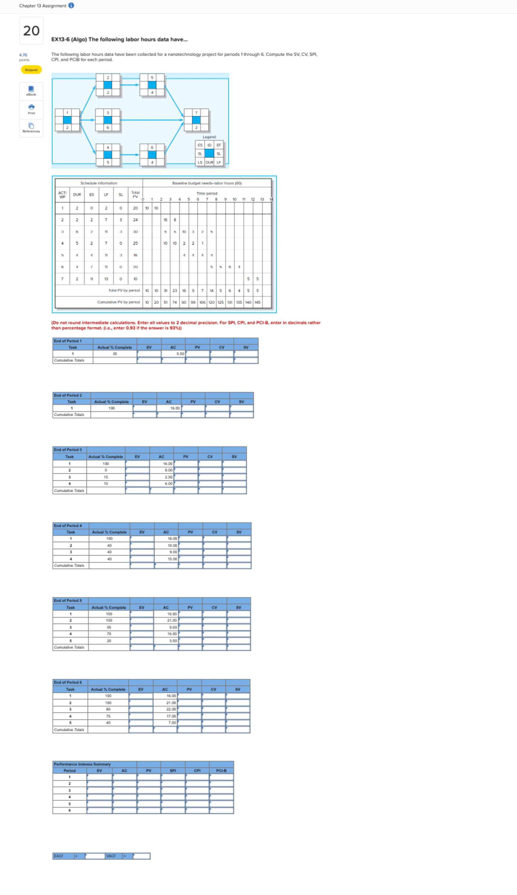  EX13-5(Algo) Given the project network and baseline... Given the project network