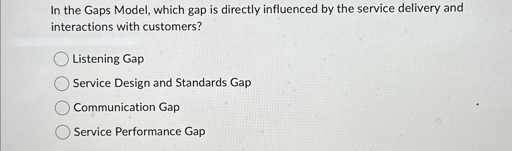  In the Gaps Model, which gap is directly influenced by the