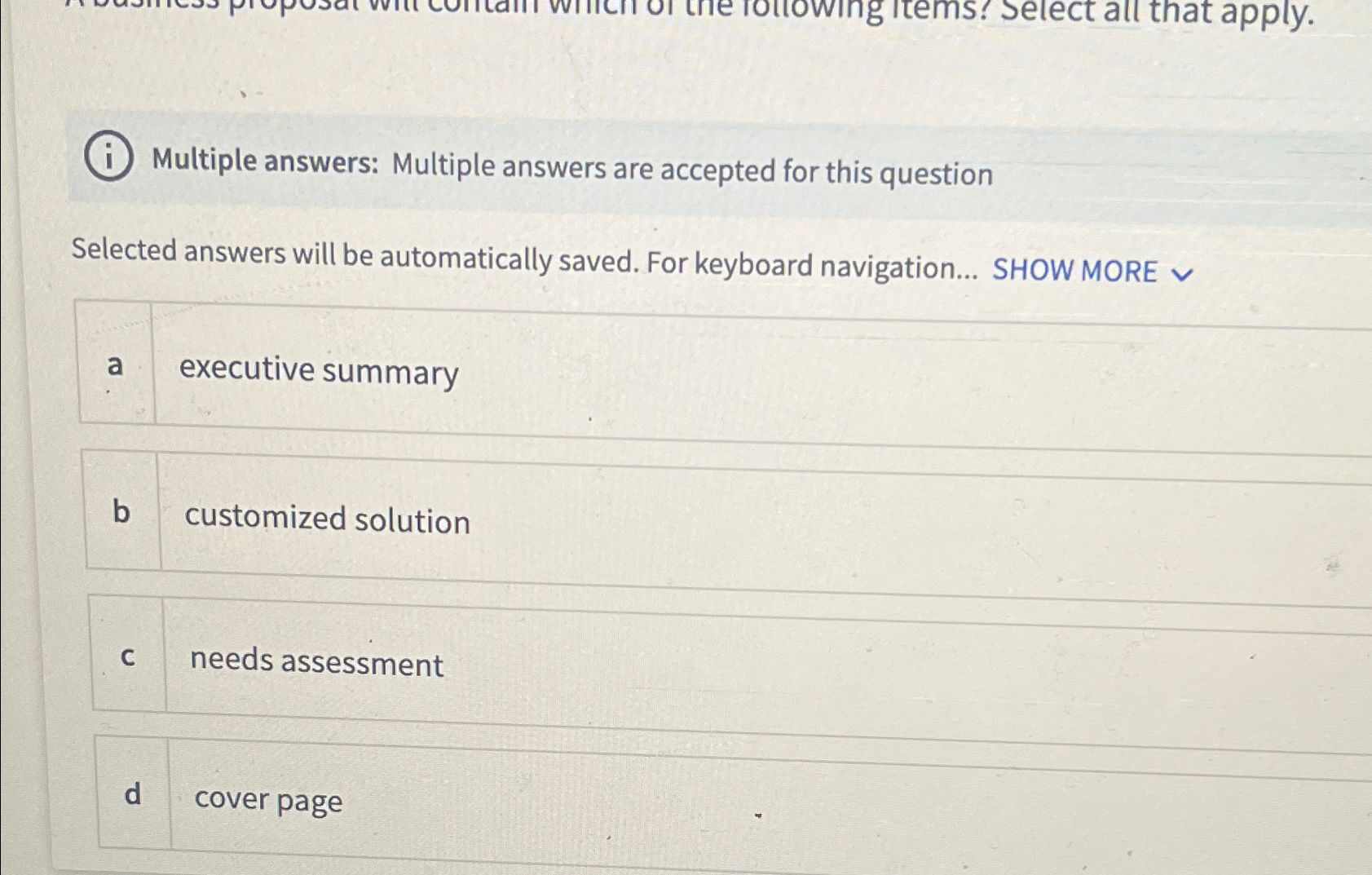  (i) Multiple answers: Multiple answers are accepted for this question Selected